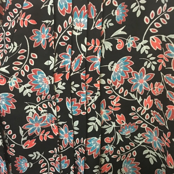 Terra Sky Button Front Top Tunic Orange and Blue - Picture 3 of 5